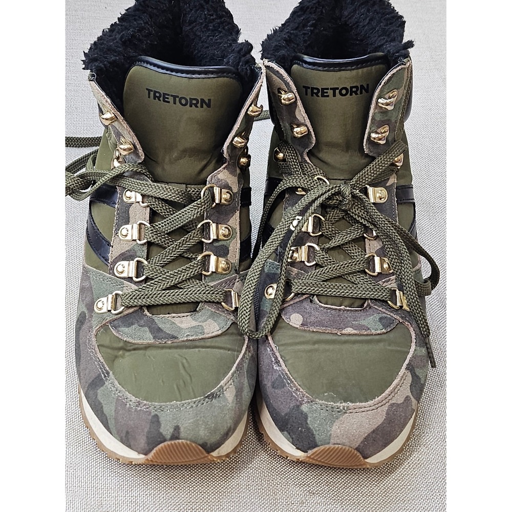 Tretorn Lily 2 Womens 9.5 Camo Faux Fur Lined High Top Sneaker Boots Olive Green